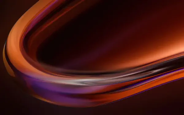 Abstract orange and purple ribbon sweep on a dark field, 2K Quad HD PC desktop wallpaper and background.