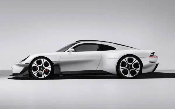 Silver Porsche Mission S concept sports car in side profile, featured in an HD desktop wallpaper and background.