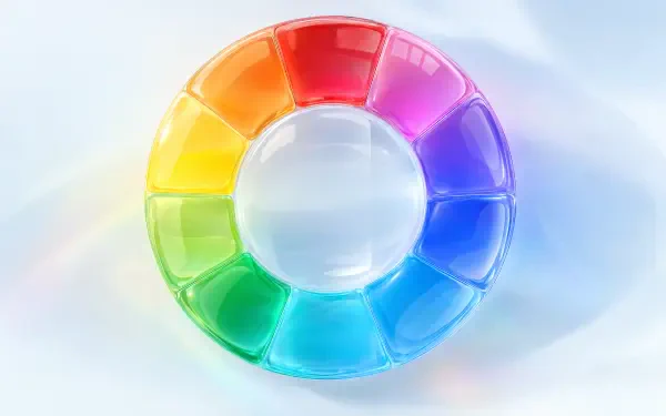 Rainbow color wheel in a soft watercolor style, 4K Ultra HD PC desktop wallpaper and background.