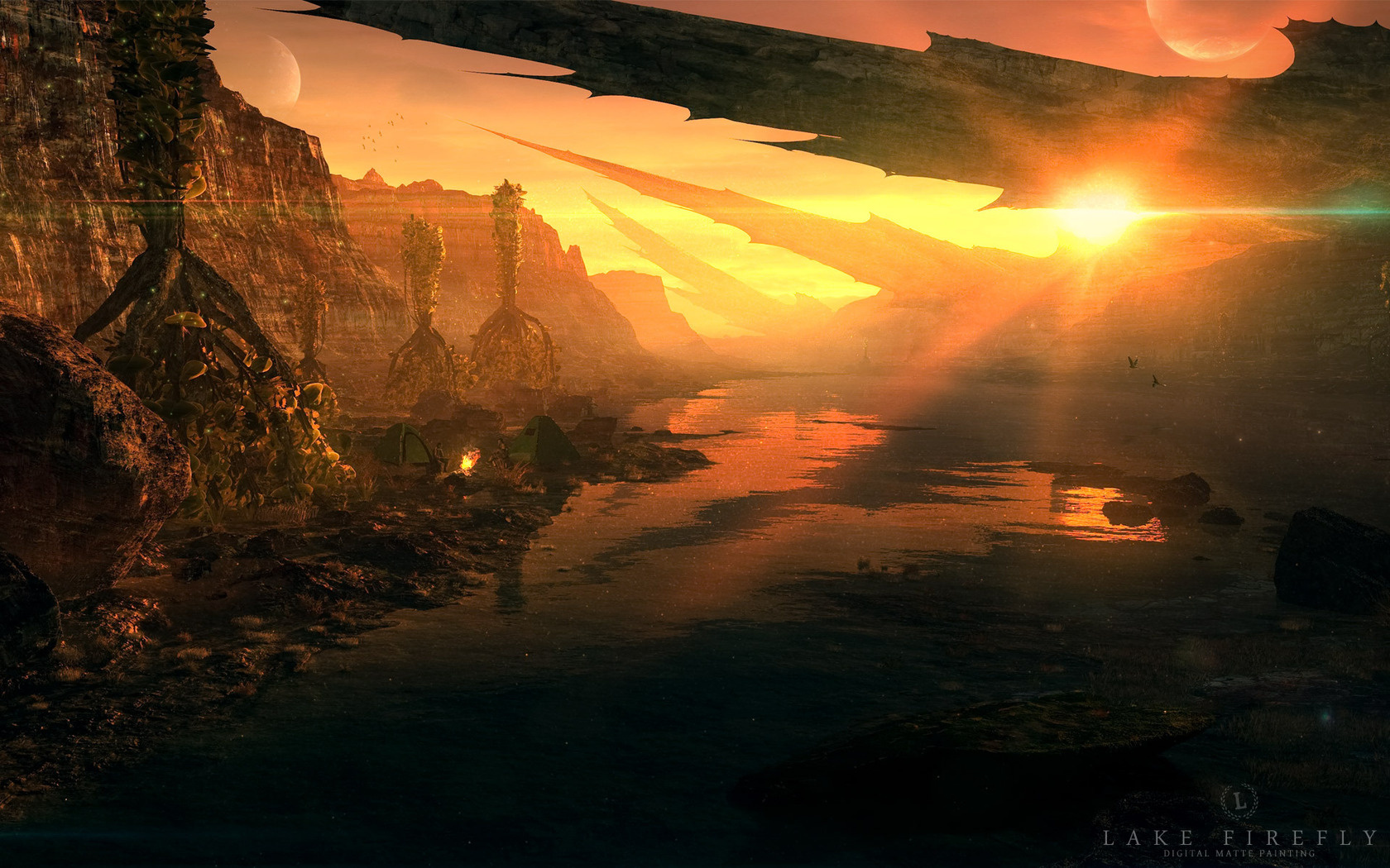 Download Sunset Fantasy Landscape Wallpaper By V5tigaer
