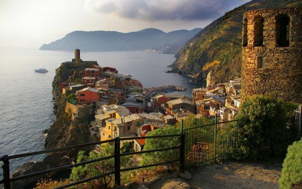 Man Made Town Towns Cinque Terre Building Ocean Coast Italy Vernazza HD Wallpaper | Background Image