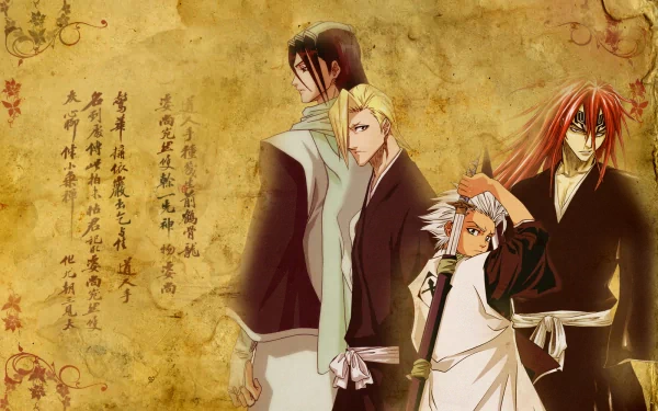 Izuru Kira Byakuya Kuchiki Renji Abarai Tōshirō Hitsugaya Anime Bleach HD Desktop Wallpaper | Background Image