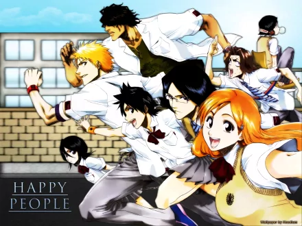 Uryu Ishida Orihime Inoue Yasutora Sado Tatsuki Arisawa Rukia Kuchiki Ichigo Kurosaki Anime Bleach HD Desktop Wallpaper | Background Image