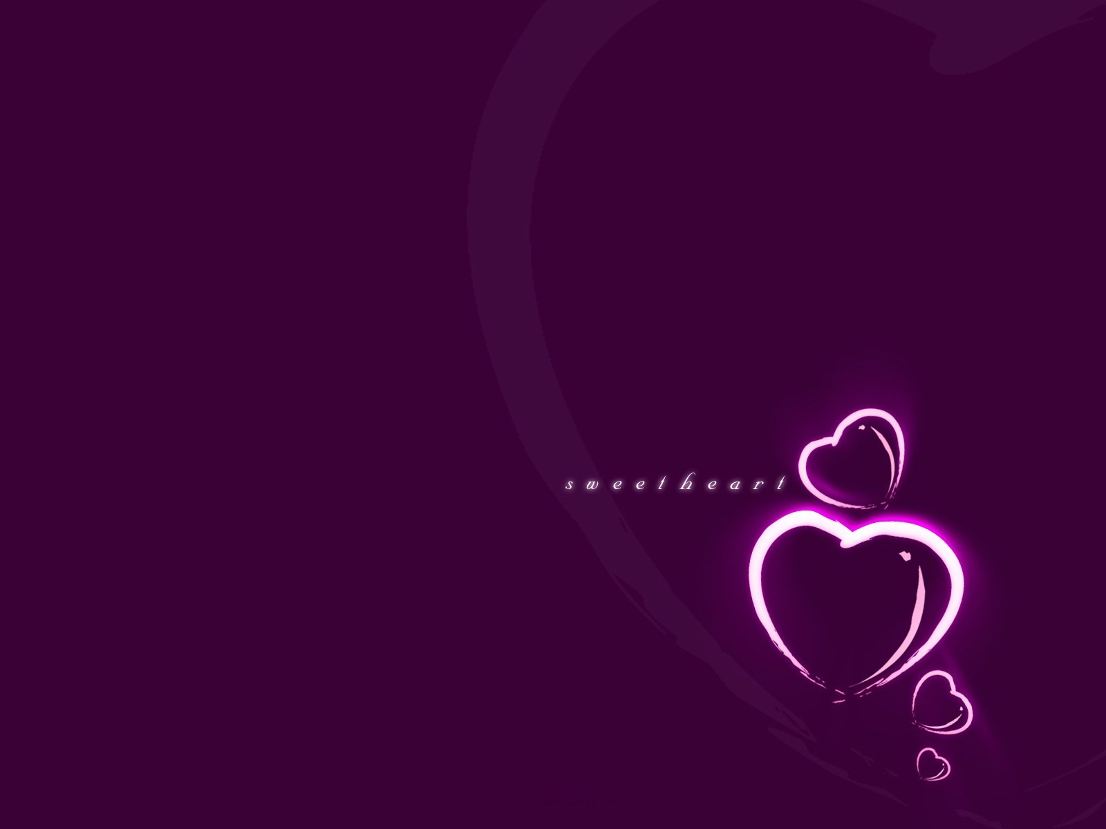 A vibrant HD wallpaper featuring artistic heart designs in shades of pink against a deep purple background, symbolizing love and affection.