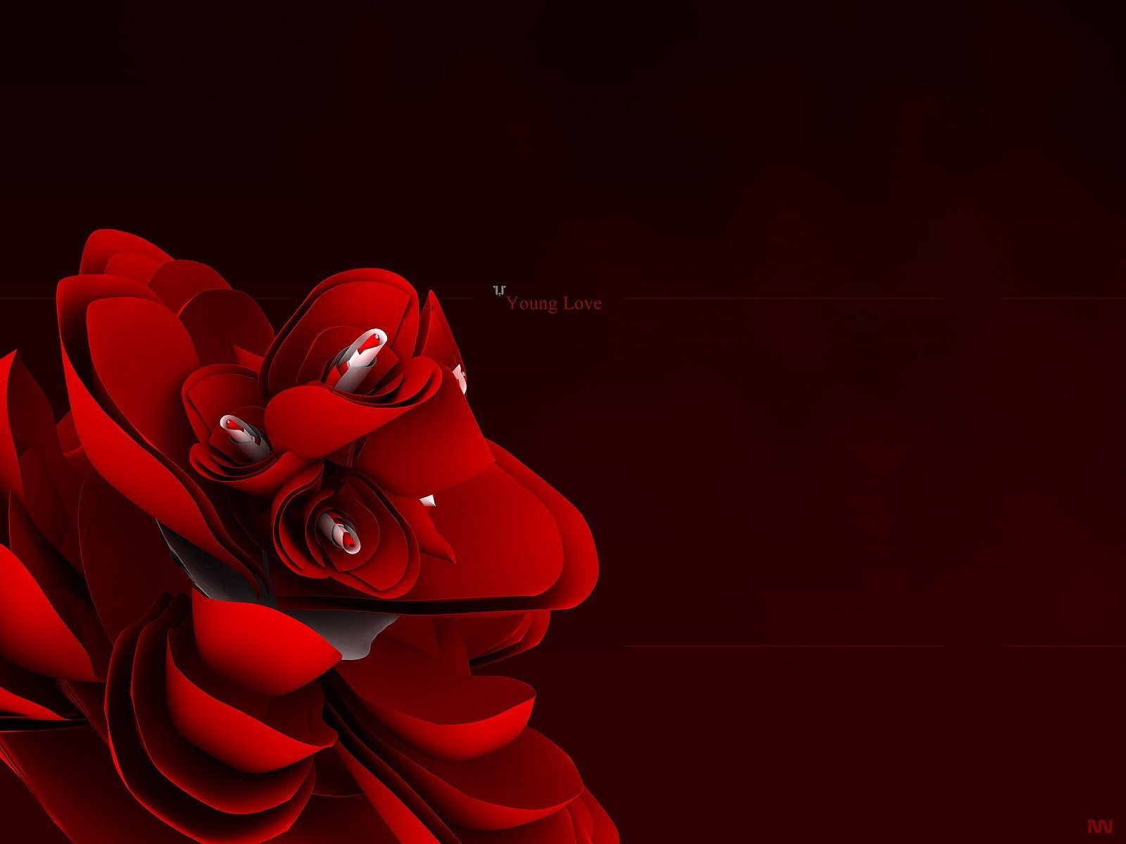 Artistic HD desktop wallpaper featuring a close-up of a red rose with delicate water droplets symbolizing love against a dark red background.