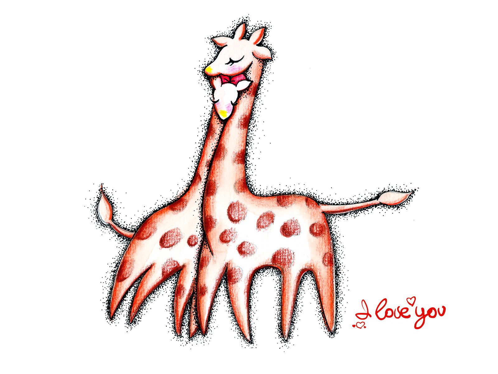 A whimsical giraffe artwork expressing love, featuring vibrant colors and playful design, serves as an engaging HD desktop wallpaper and background.