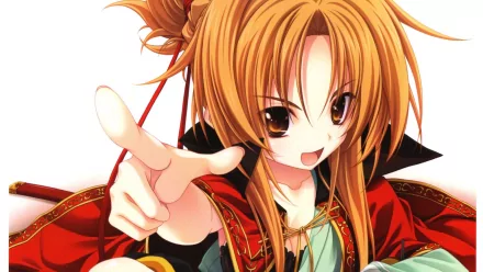 A vibrant HD anime wallpaper featuring a character from Oda Nobuna No Yabou, showcasing her dynamic pose and striking hairstyle.