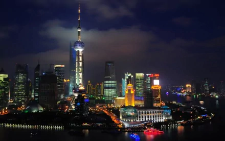  Shanghai China,Colorful Night Lights
