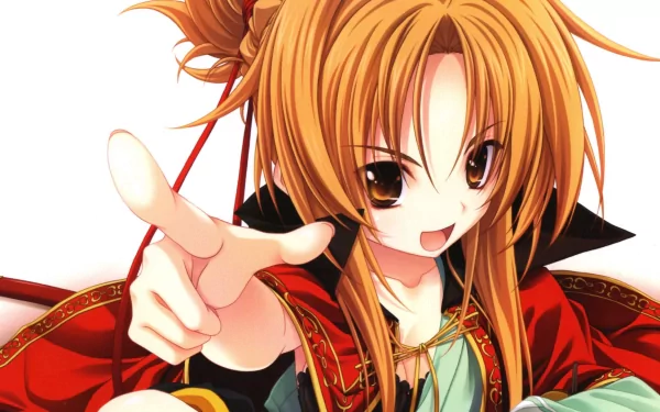 A vibrant HD anime wallpaper featuring a character from Oda Nobuna No Yabou, showcasing her dynamic pose and striking hairstyle.