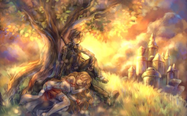 Anime Sword Art Online Asuna Yuuki Kazuto Kirigaya Kirito Couple HD Wallpaper | Background Image