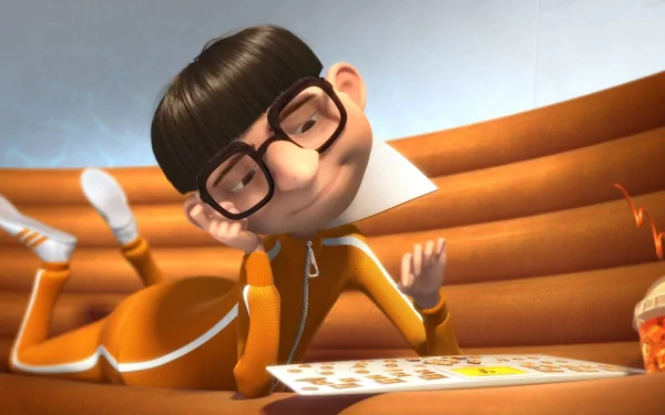 Vector from Despicable Me is shown lounging with glasses and a mischievous smile in this HD PC desktop wallpaper and background.