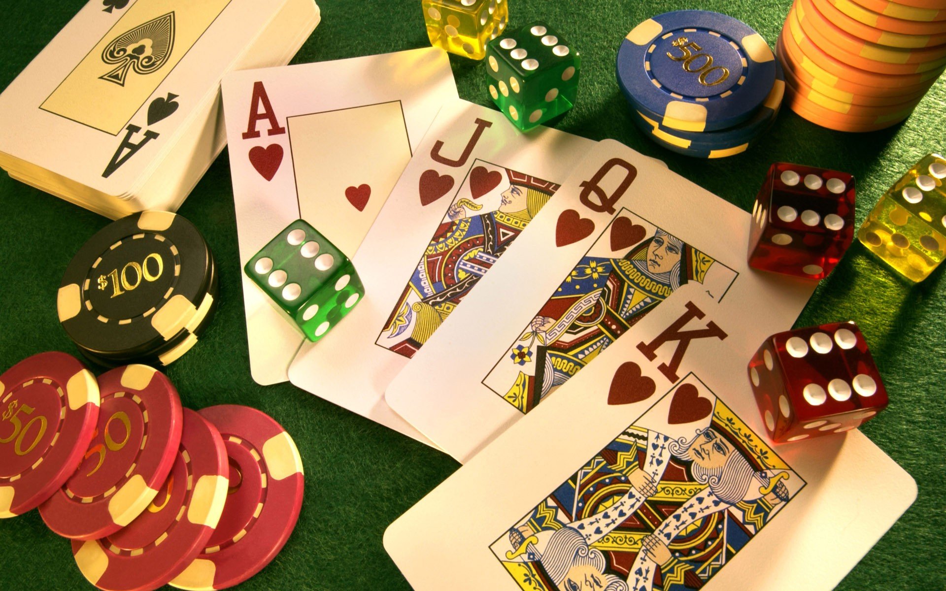 High Stakes Casino HD Wallpaper Dice And Poker Cards 1920x1200 