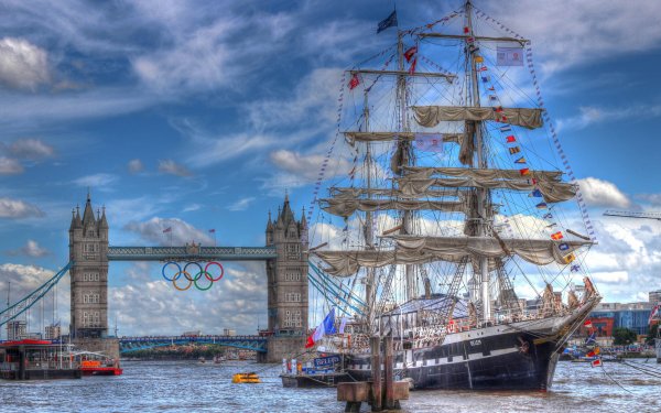 Vehicles Ship Bridge Tower Bridge HDR Olympics London HD Wallpaper | Background Image