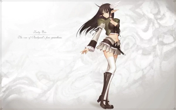 HD PC desktop wallpaper featuring an anime-style character from Shining Tears X Wind, dressed in a detailed outfit with a neutral, light-toned background.