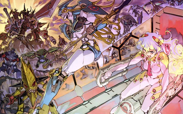 A vibrant 4K Ultra HD desktop wallpaper showcasing characters from the anime Tengen Toppa Gurren Lagann, featuring dynamic action and striking visuals.