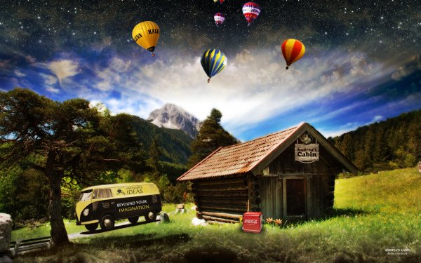 Artistic Landscape Balloon HD Wallpaper | Background Image