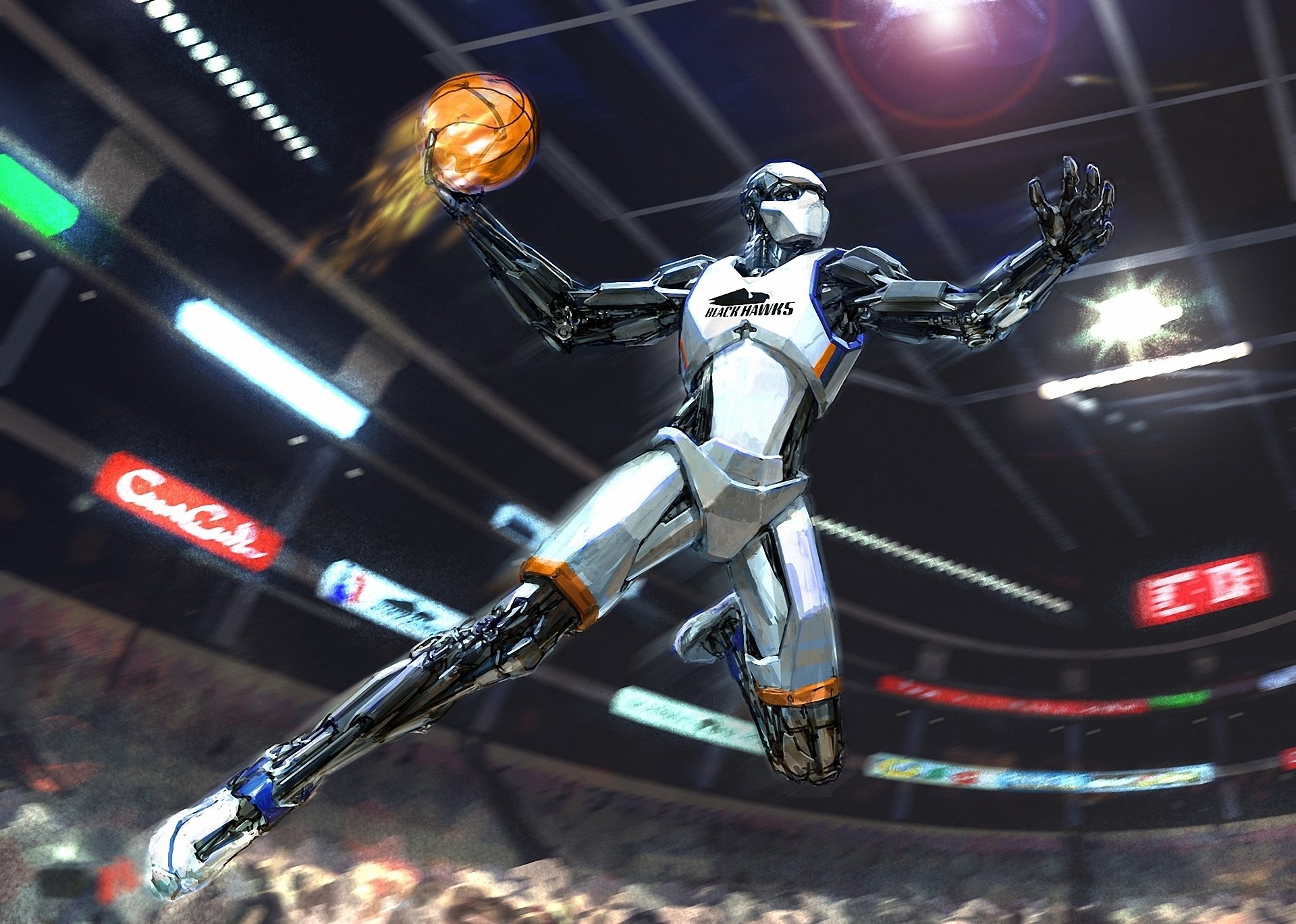 Future sports. Спортивный робот. Робот спортсмен. Робот баскетбол. Киберпанк спорт.