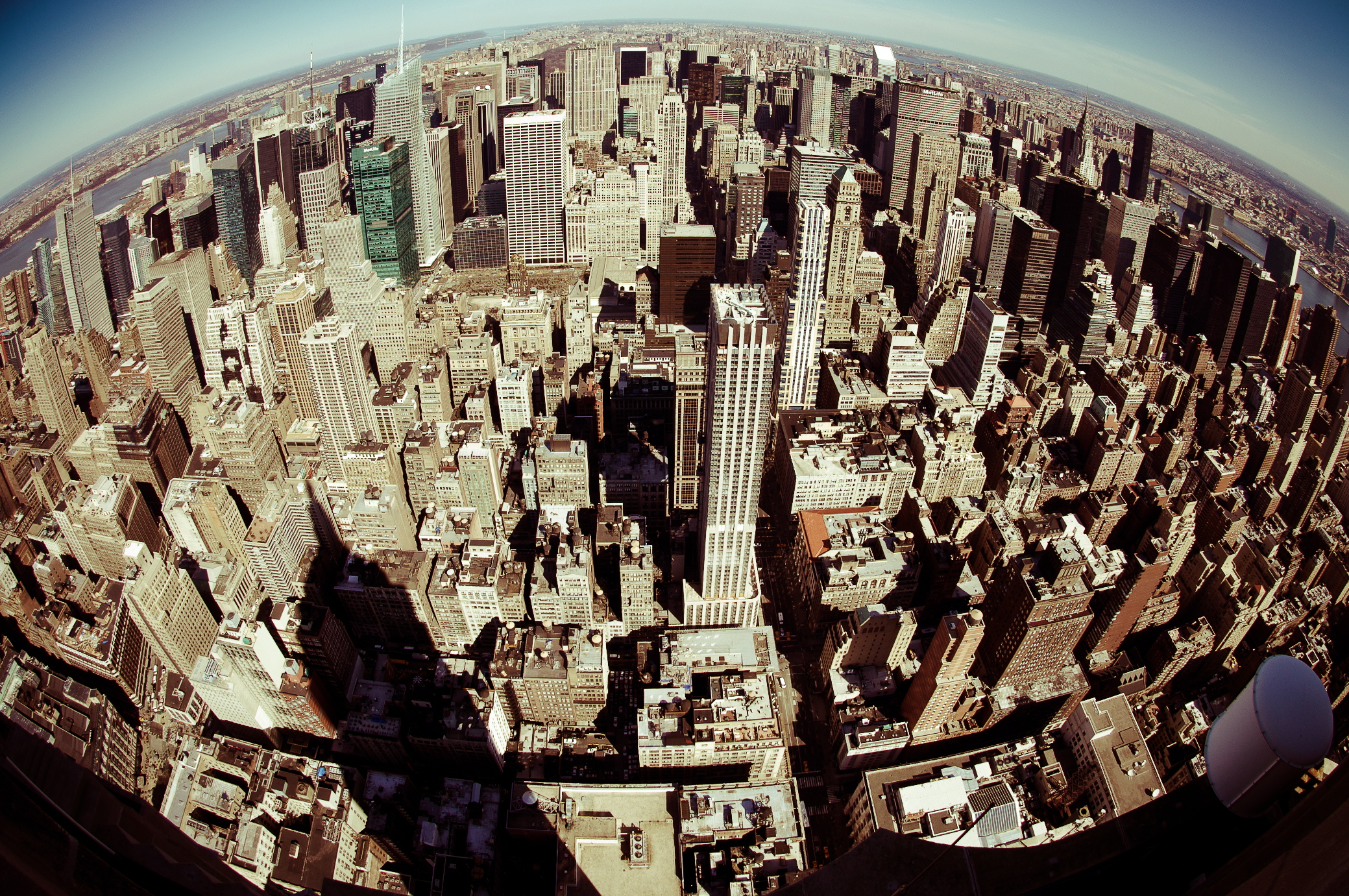 New York City from the Empire State building using a fisheye lens by Colin Bishop