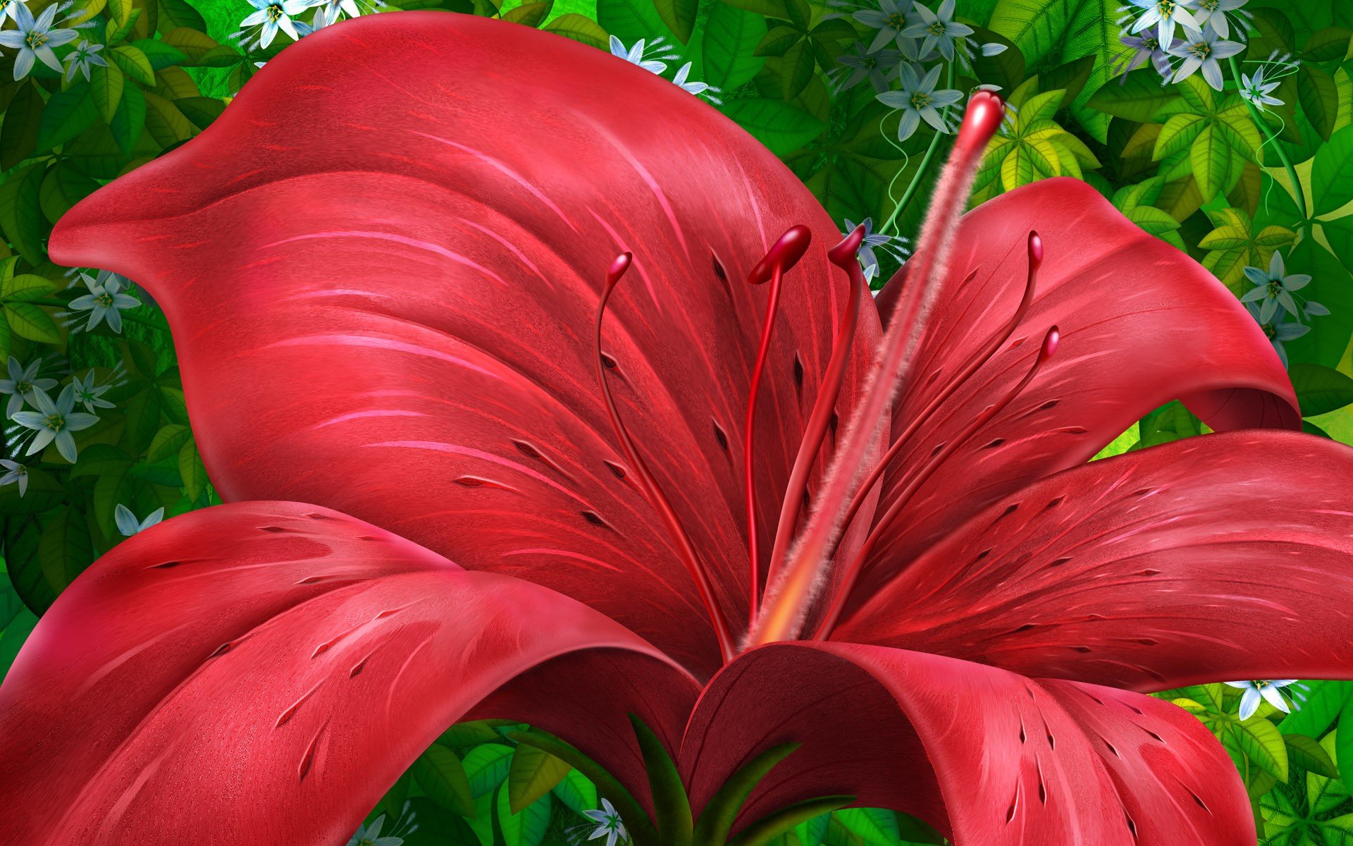 Download Earth Lily Leaf Red Artistic Flower  HD Wallpaper