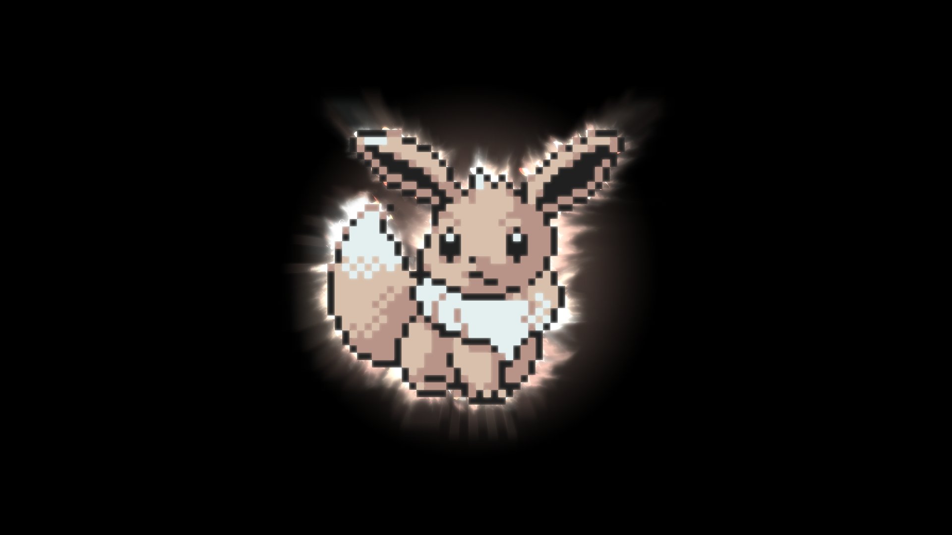 HD PC desktop wallpaper featuring pixel art of Eevee from Pokémon: Gold and Silver, highlighting the classic Eeveelutions video game character.
