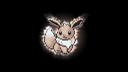 HD PC desktop wallpaper featuring pixel art of Eevee from Pokémon: Gold and Silver, highlighting the classic Eeveelutions video game character.