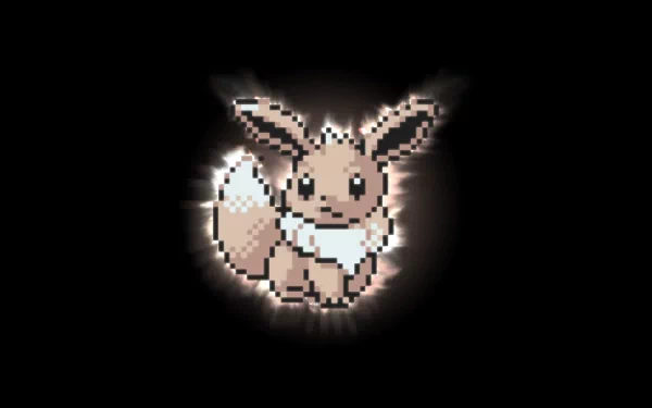HD PC desktop wallpaper featuring pixel art of Eevee from Pokémon: Gold and Silver, highlighting the classic Eeveelutions video game character.