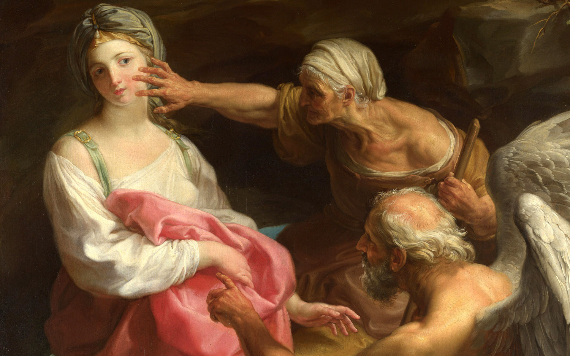 Time orders Old Age to destroy Beauty by Pompeo Girolamo Batoni