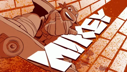 A vibrant HD desktop wallpaper featuring Michelangelo from the Teenage Mutant Ninja Turtles, showcasing bold comic-style art and the playful energy of this beloved character.