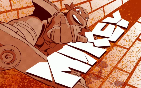 A vibrant HD desktop wallpaper featuring Michelangelo from the Teenage Mutant Ninja Turtles, showcasing bold comic-style art and the playful energy of this beloved character.