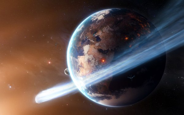 Sci Fi Apocalyptic Planet Earth Space Comet Meteor Star Stars HD Wallpaper | Background Image
