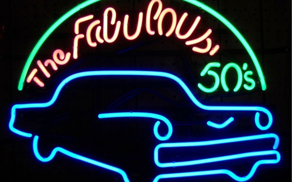 Photography Neon Neon Sign Sign Car Vehicle Classic Car HD Wallpaper | Background Image