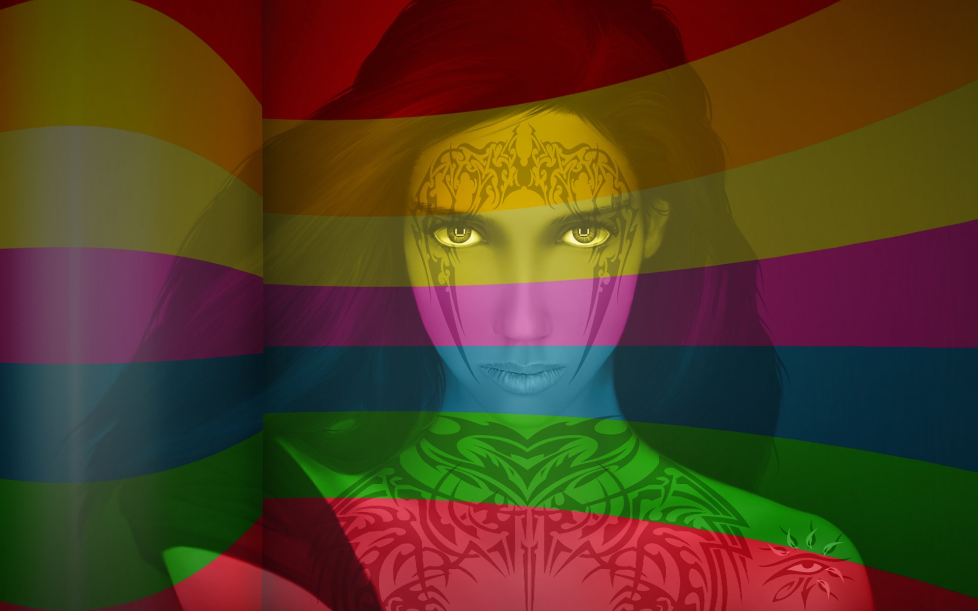 Download Rainbow Face Eye Colorful Colors Woman Artistic HD Wallpaper