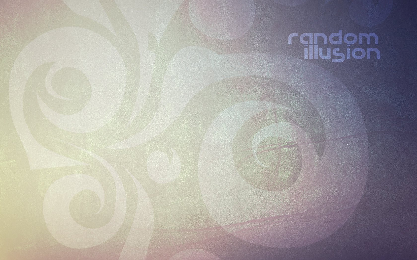 Artistic, minimalist HD PC desktop wallpaper background: pale pastel gradient with soft spiral motifs, subtle grunge texture and a small random illusion logo.