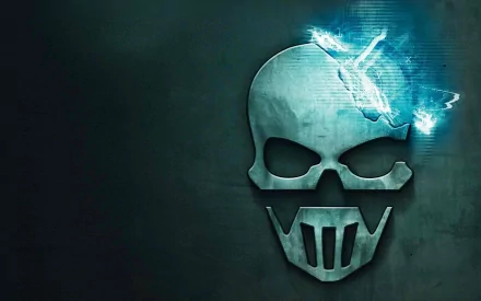 HD PC desktop wallpaper featuring the skull logo from the video game Tom Clancy's Ghost Recon: Future Soldier with a glowing blue effect on a dark background.