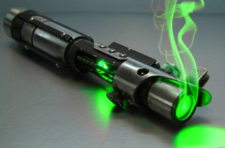 HD desktop wallpaper of a green lightsaber from the Star Wars Sci-Fi series, emitting a glowing green light and mist.
