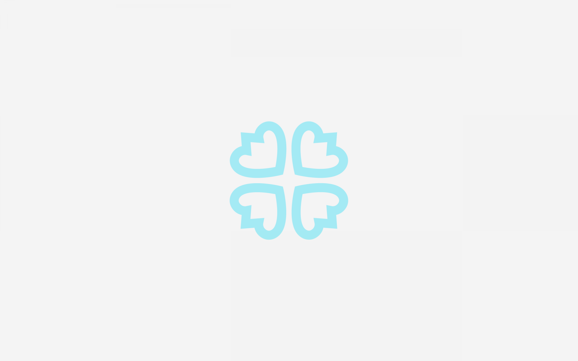 Artistic minimalist 2K Quad HD PC desktop wallpaper and background: pale textured white field with a centered light-blue four-heart clover emblem.