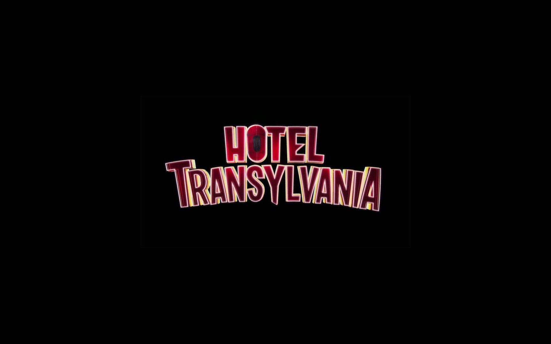 HD desktop wallpaper featuring the iconic Hotel Transylvania logo against a black background, capturing the fun and whimsical essence of the animated film.