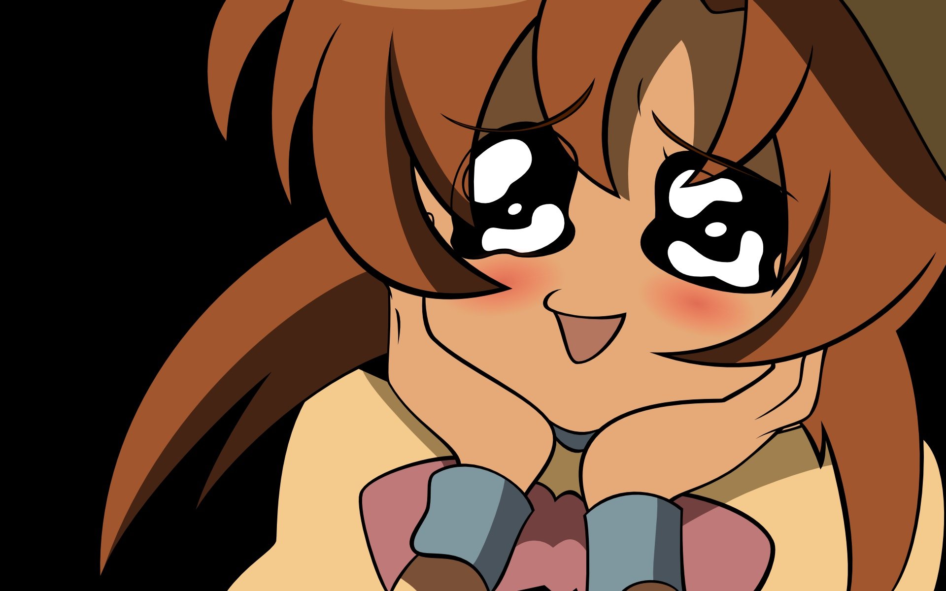 HD anime desktop wallpaper featuring Rena Ryūgū from Higurashi When They Cry with an expressive, joyful face.