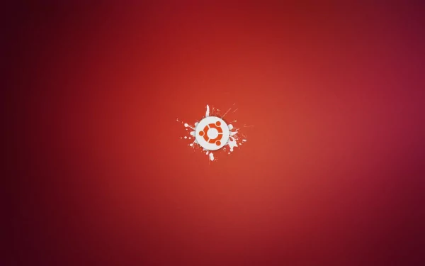 A vibrant HD desktop wallpaper featuring a striking red background with the Ubuntu logo at the center, embodying a modern technology aesthetic.