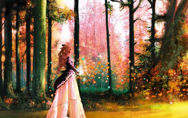 Artistic Painting Fantasy Fall Forest HD Wallpaper | Background Image