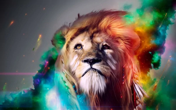 colorful Animal lion HD Desktop Wallpaper | Background Image