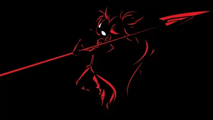 An HD wallpaper featuring Kyōko Sakura from the anime Puella Magi Madoka Magica, depicted in striking red and black, wielding her spear with confidence.