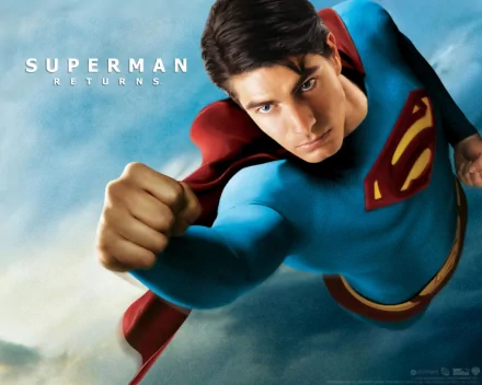 Superman soars through the sky in this HD wallpaper from Superman Returns, showcasing his iconic blue suit and red cape, embodying heroism and strength.