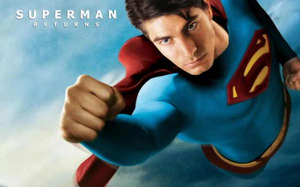 Superman soars through the sky in this HD wallpaper from Superman Returns, showcasing his iconic blue suit and red cape, embodying heroism and strength.