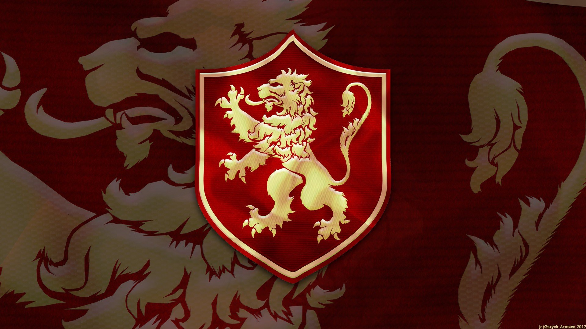 HD PC desktop wallpaper featuring the House Lannister lion sigil from the TV show Game of Thrones.