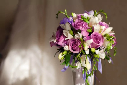 A stunning still life of a vibrant bouquet featuring pink roses and white blooms, captured beautifully for an HD desktop wallpaper or background.