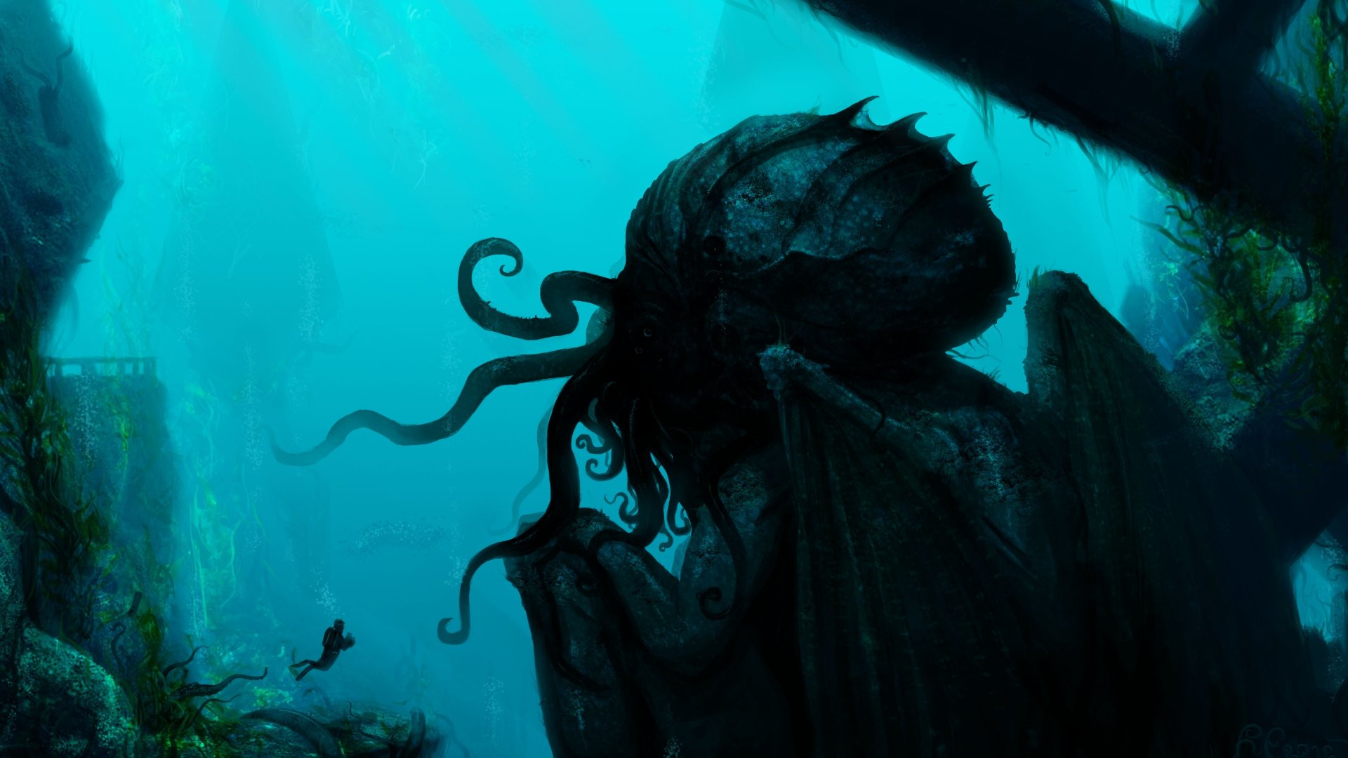 Download Fantasy Cthulhu 4k Ultra HD Wallpaper