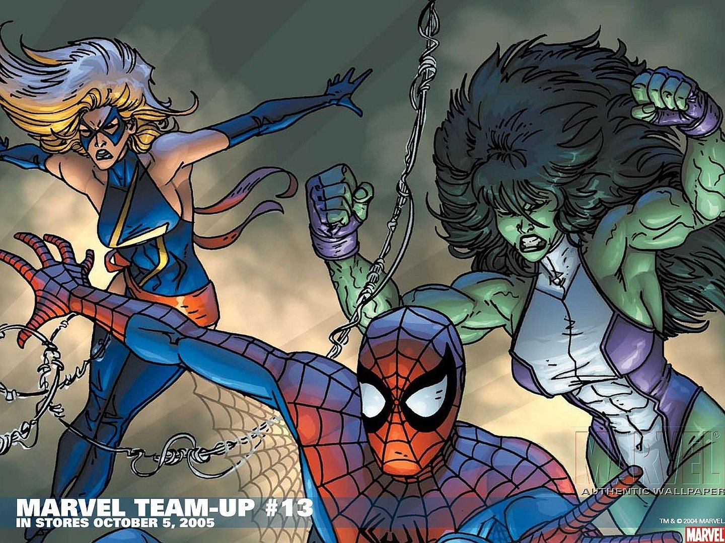 Download She-Hulk Spider Man Ms. Marvel Comic Team Up Wallpaper