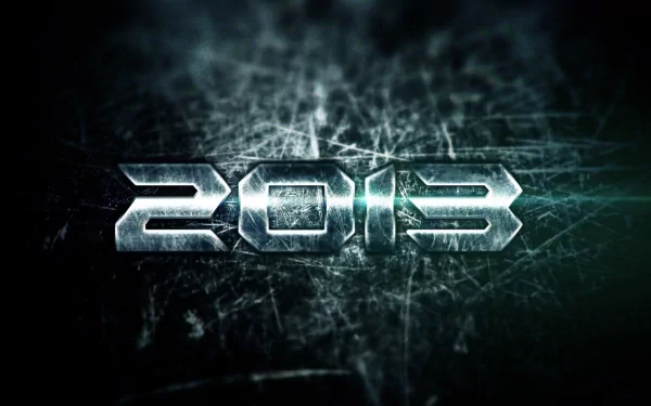 HD PC desktop wallpaper featuring a metallic 2013 set against a dark, textured background for the New Year 2013 holiday.