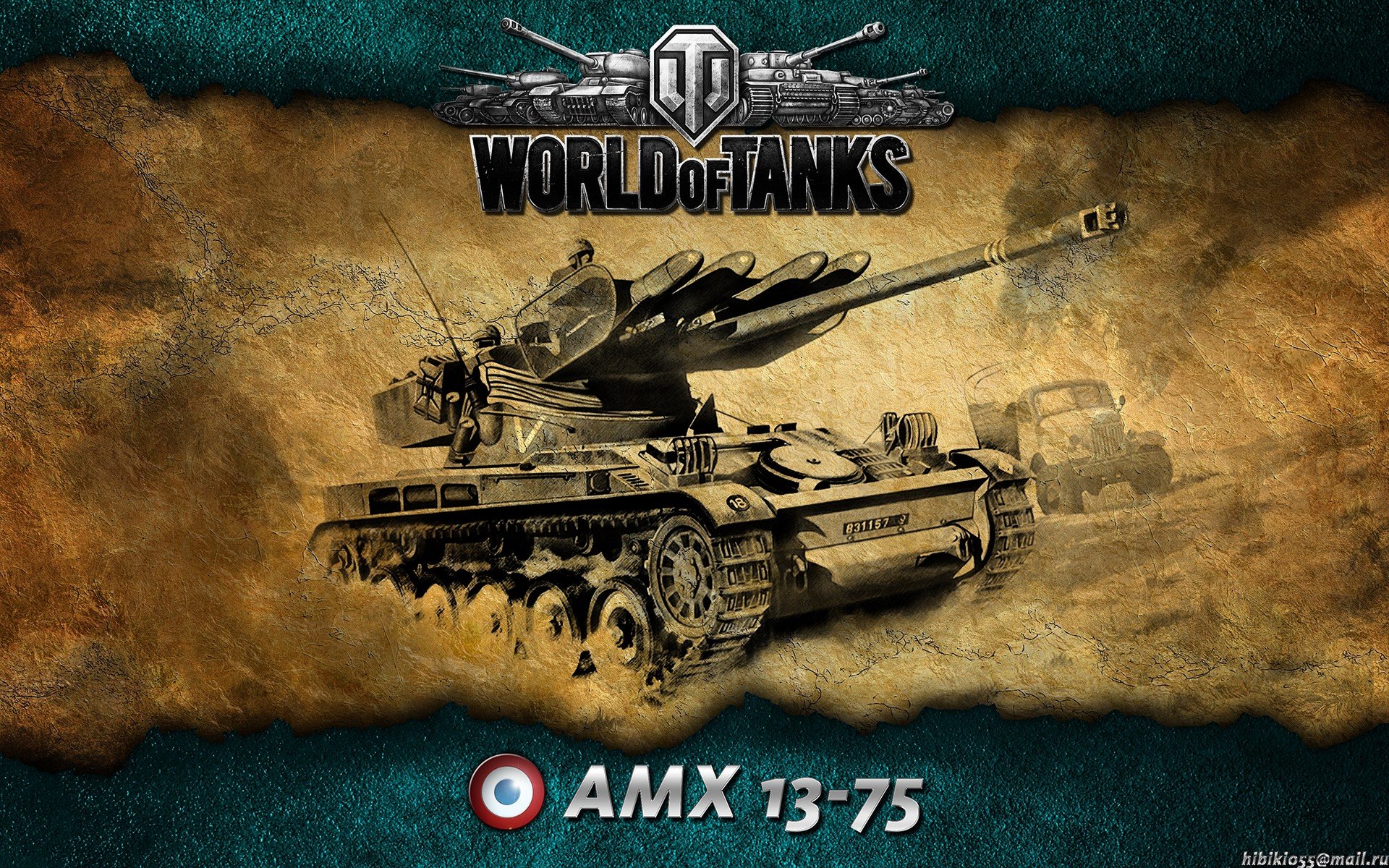 4K Ultra HD World of Tanks desktop wallpaper featuring the AMX 13-75 tank against a textured background with the game logo above.